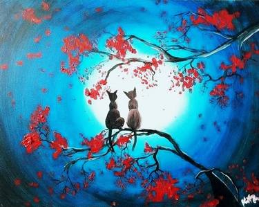 Print of Surrealism Cats Paintings by krista may