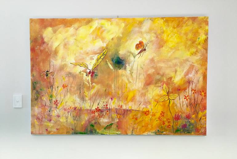 Original Abstract Expressionism Garden Painting by Wendy Bache