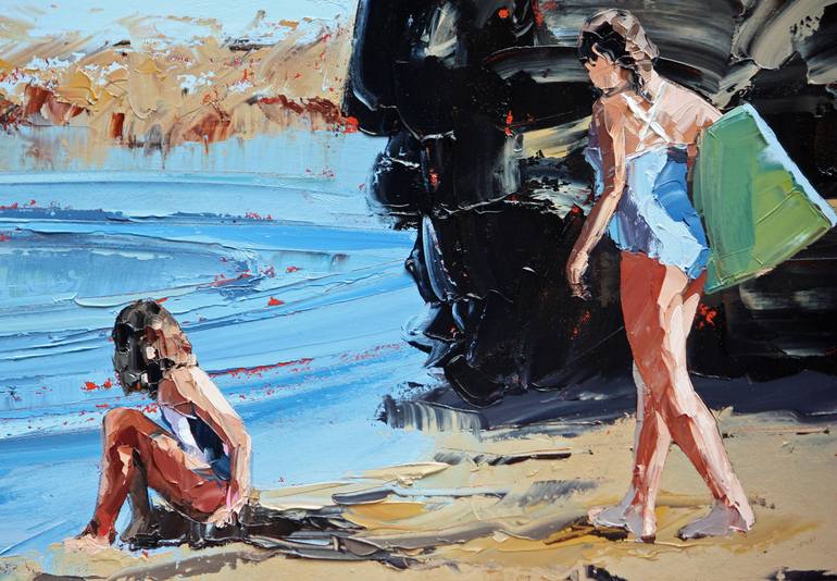Original Figurative Beach Painting by Claire McCall