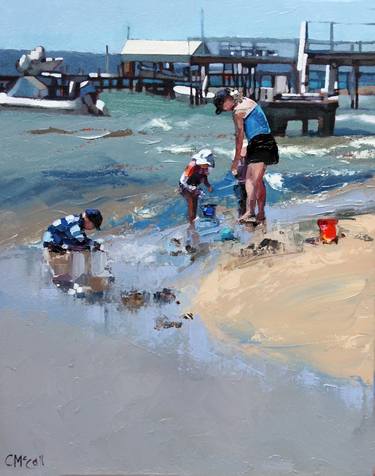 Original Figurative Beach Paintings by Claire McCall