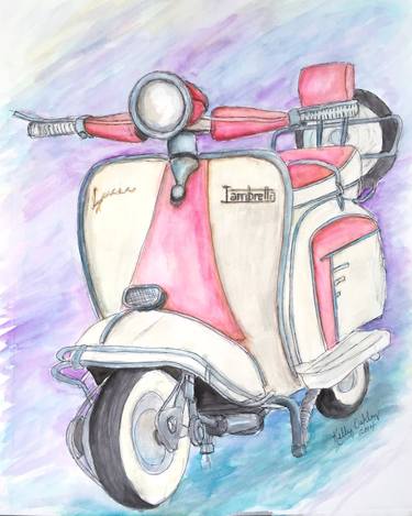 Original Illustration Motorbike Paintings by Kelly Oakley