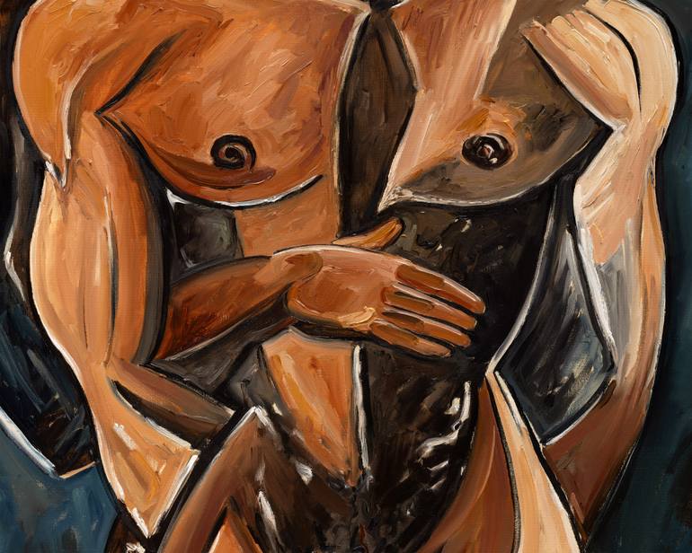 Original Cubism Love Painting by Oleksandr Balbyshev