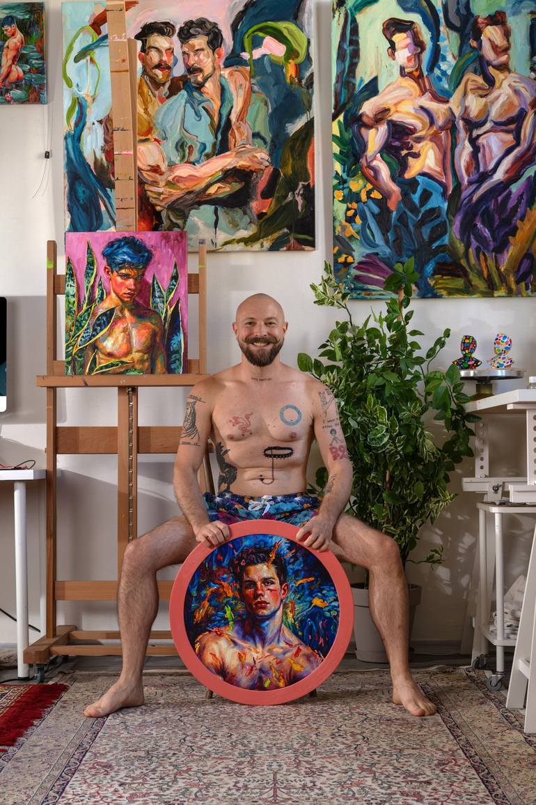 Original Portraiture Men Painting by Oleksandr Balbyshev