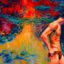 This is the left panel from the diptych "Mysterious Vision at the Evening Pond". You will receive only the left panel, not the whole diptych. To buy the whole diptych, check out my other works.
I like to look at a beautiful male body. Therefore, I am sad that there are so little masculine sensuality and beauty in art. About 30 years ago, a group of feminist artists, Guerrilla Girls, decided to find out the ratio of the number of male and female nudes presented on canvases exhibited at The Metropolitan Museum of Art. It turned out that male nudes are only 15%. And it seems that today the situation has not changed much. On online galleries where I sell my art, male nudes are about 20%. The roots of this phenomenon, in my opinion, are very deep in our culture and require additional study. This is the topic of my new project, in which I am trying to integrate the sensual beauty of a male body with world-famous paintings like Claude Monet's "Waterlilies," Van Gogh's "Sunflowers," David Hockney's "May Blossom on the Roman Road." This is a kind of reflection on how the art of the last centuries could have been if the male body had not been discriminated against.