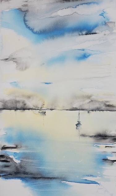Print of Seascape Paintings by Muriel Mougeolle