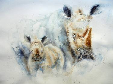 Original Figurative Animal Paintings by Muriel Mougeolle