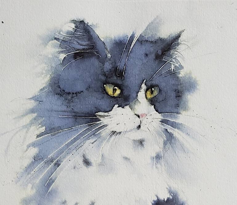 Original Cats Painting by Muriel Mougeolle