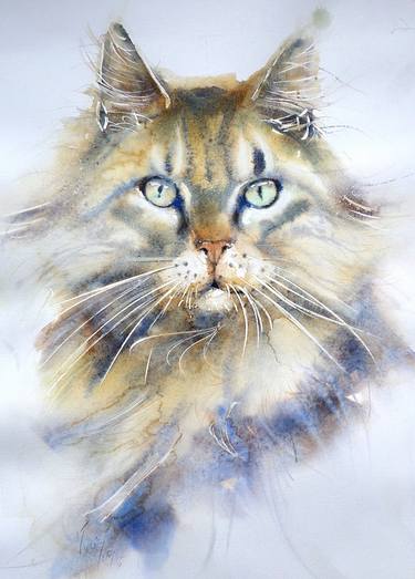 Print of Figurative Cats Paintings by Muriel Mougeolle