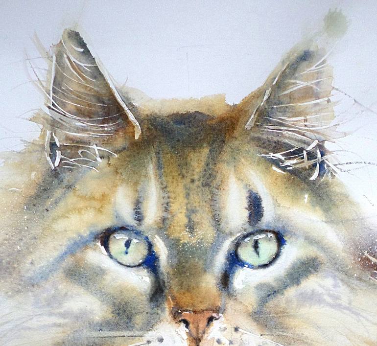 Original Cats Painting by Muriel Mougeolle