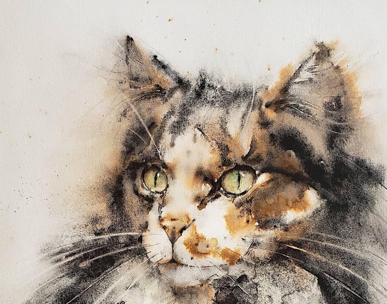 Original Contemporary Cats Painting by Muriel Mougeolle