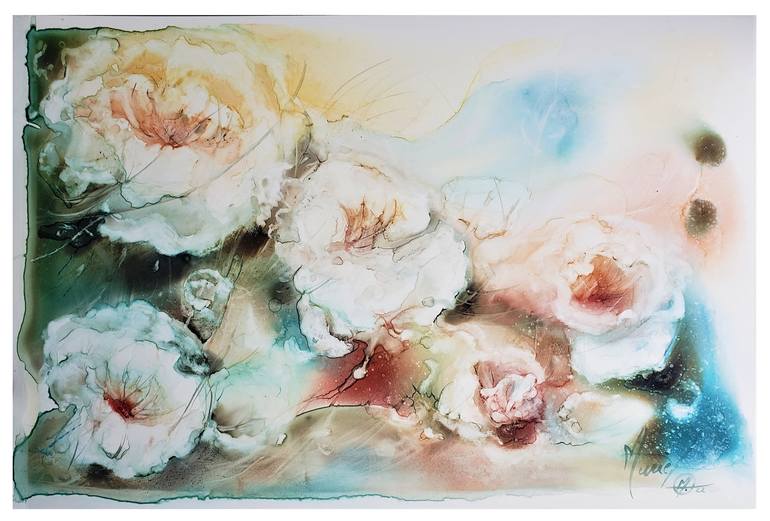 Print of Contemporary Floral Paintings by Muriel Mougeolle