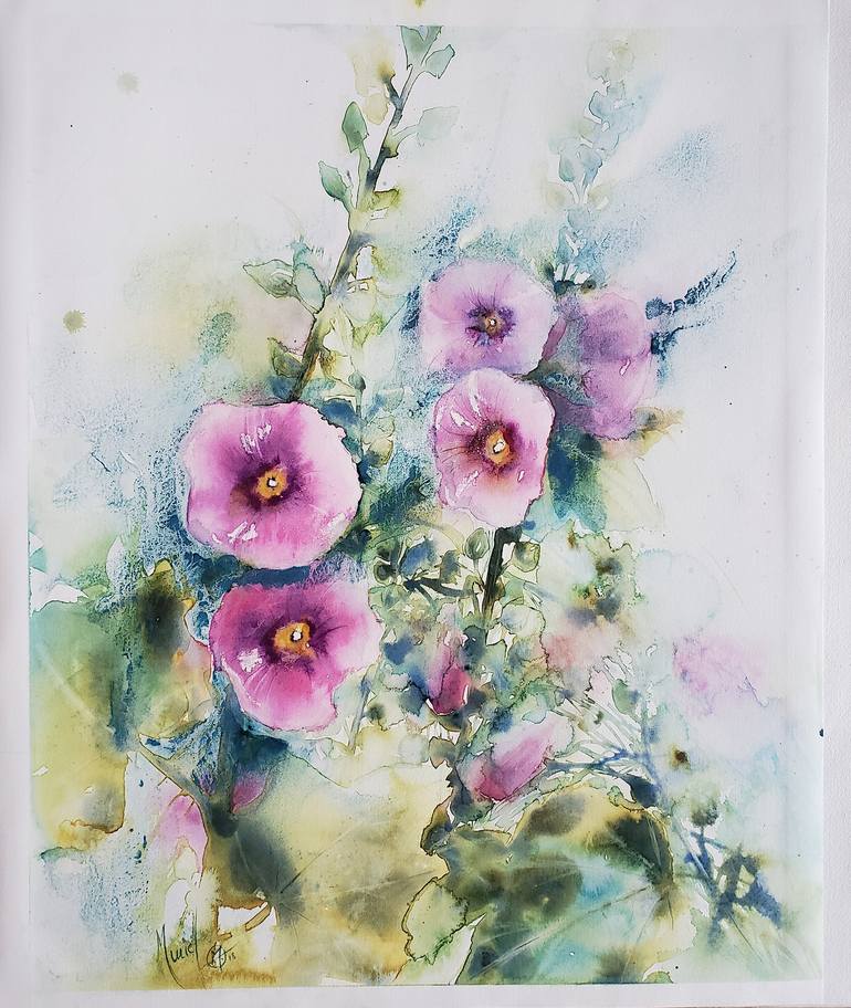Print of Contemporary Floral Paintings by Muriel Mougeolle