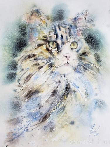 Print of Figurative Cats Paintings by Muriel Mougeolle