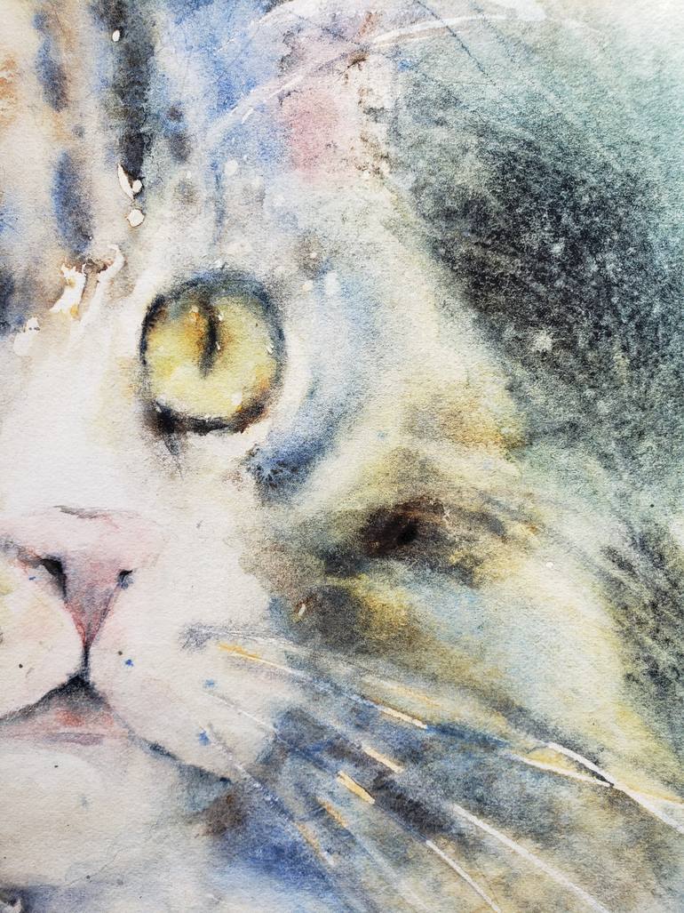 Original Figurative Cats Painting by Muriel Mougeolle