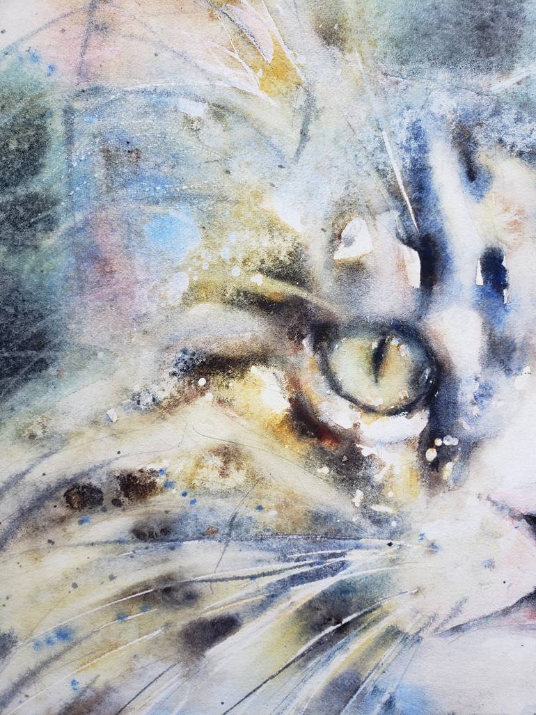Original Figurative Cats Painting by Muriel Mougeolle