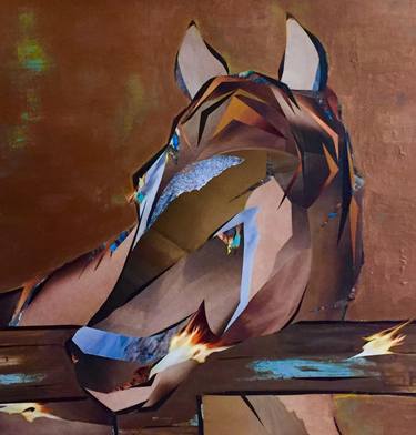 Original Abstract Horse Collage by Amber Haycox