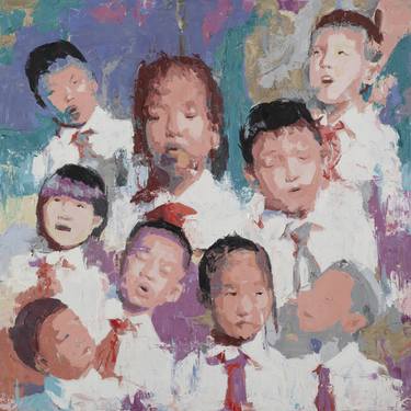 Original Expressionism Children Paintings by Yuliang Han