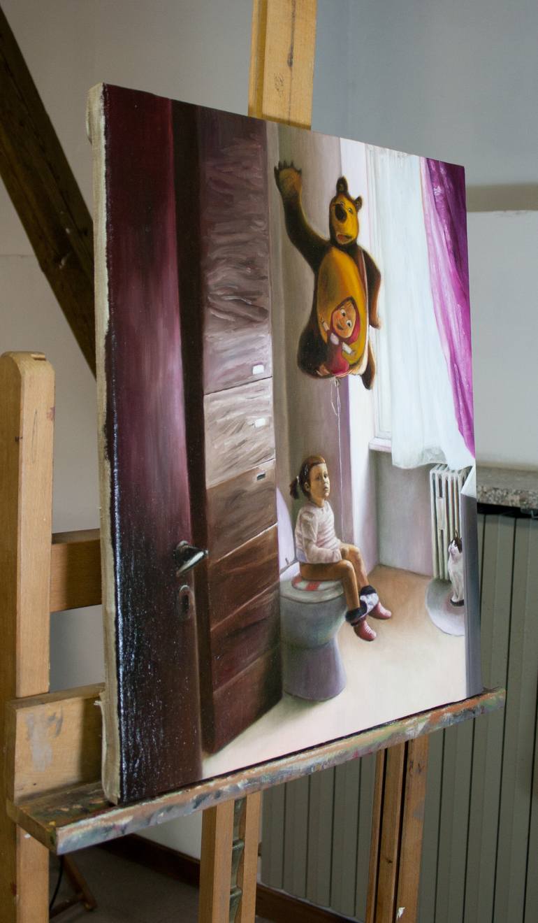 Original Expressionism Children Painting by Paolo Borile