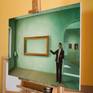 Artwork on a green wall - studio view