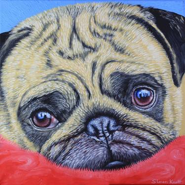 French PUG on a RUG in oils by Simon Mark Knott B.A. thumb