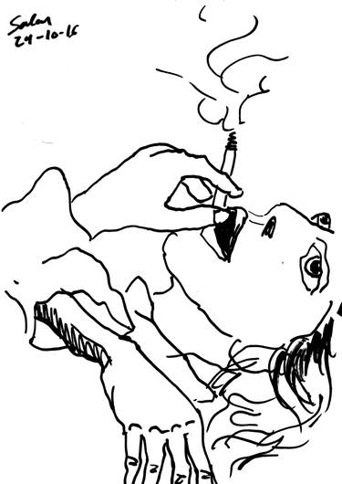 Woman smoking lying down thumb