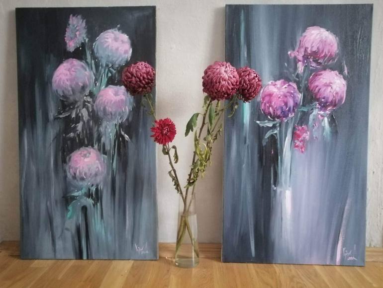 Original Fine Art Floral Painting by Liubomyr Khudiak