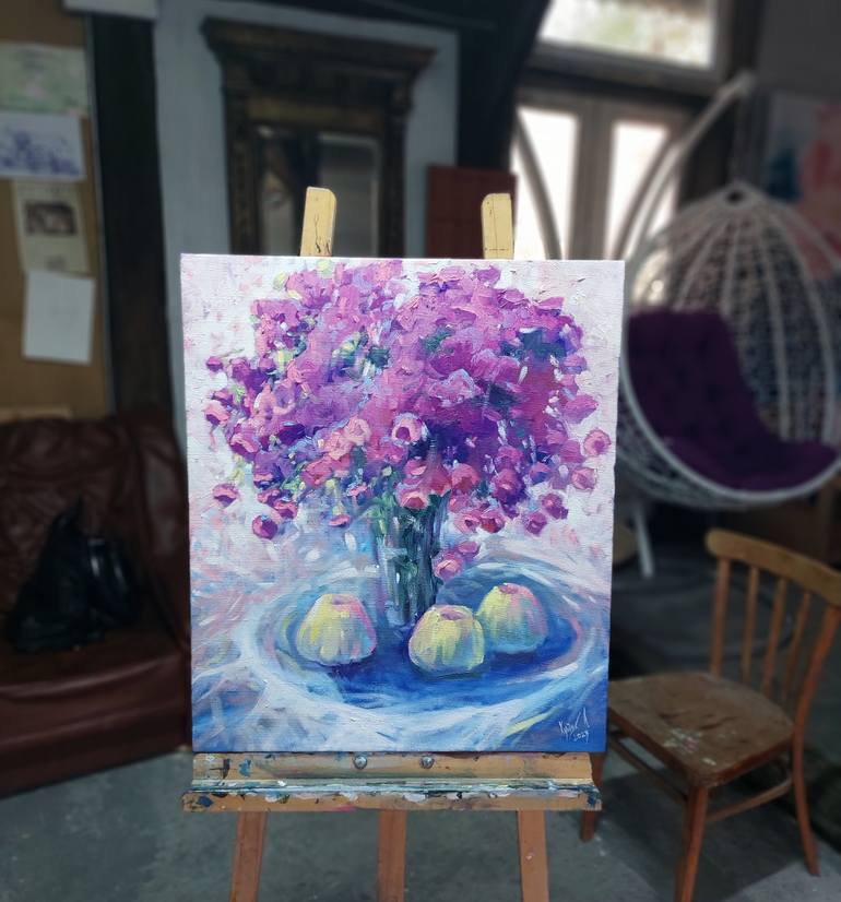 Original Floral Painting by Liubomyr Khudiak