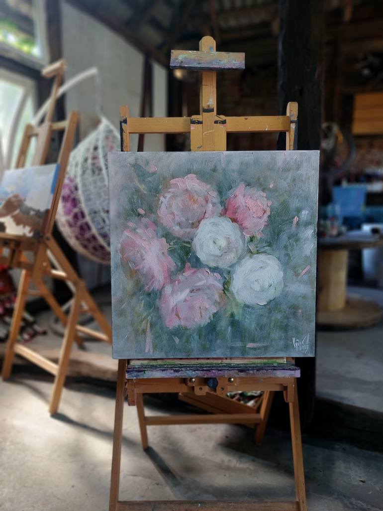 Original Impressionism Floral Painting by Liubomyr Khudiak