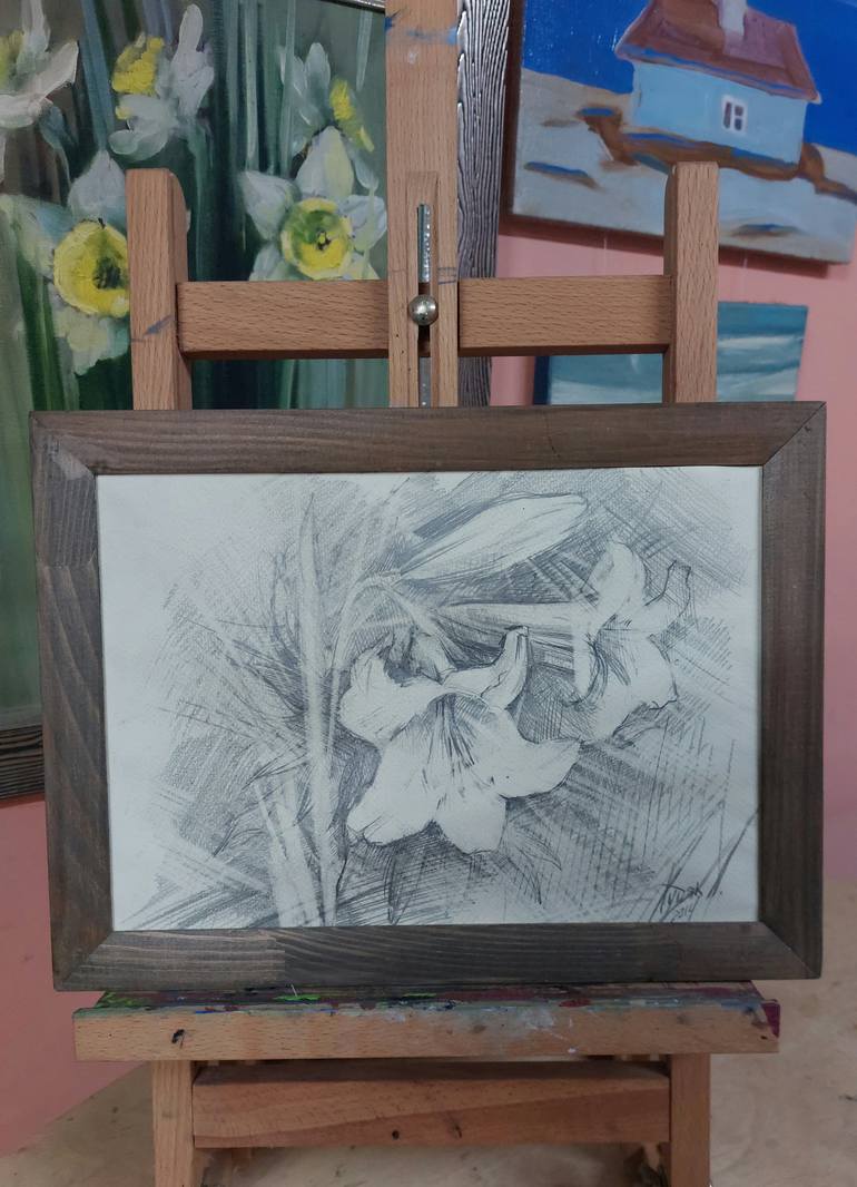Original Expressionism Floral Drawing by Liubomyr Khudiak