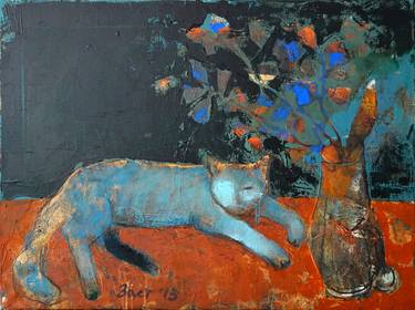 Print of Expressionism Cats Paintings by Natalia Zastavna