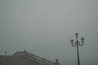 Bridge with fog in Venice thumb
