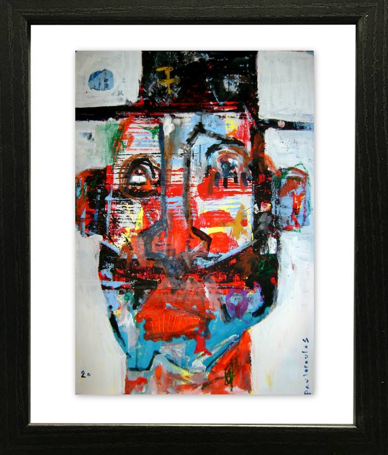 Original Abstract Expressionism Portrait Painting by dimitris pavlopoulos