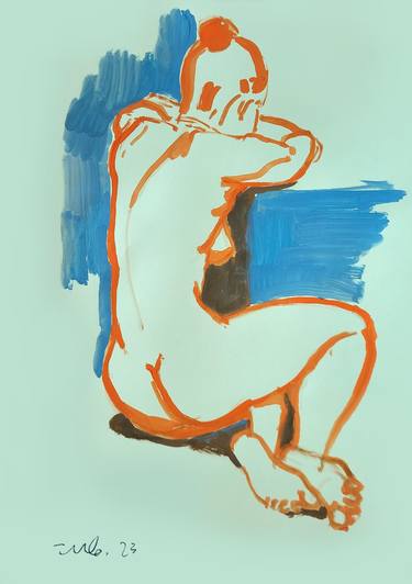 Original Figurative Nude Drawing by Gintaras Zubrys