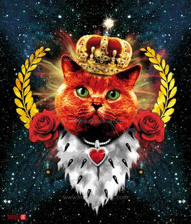 Red Cat - The King with Roses & Gold Crown - Crazy animals thumb