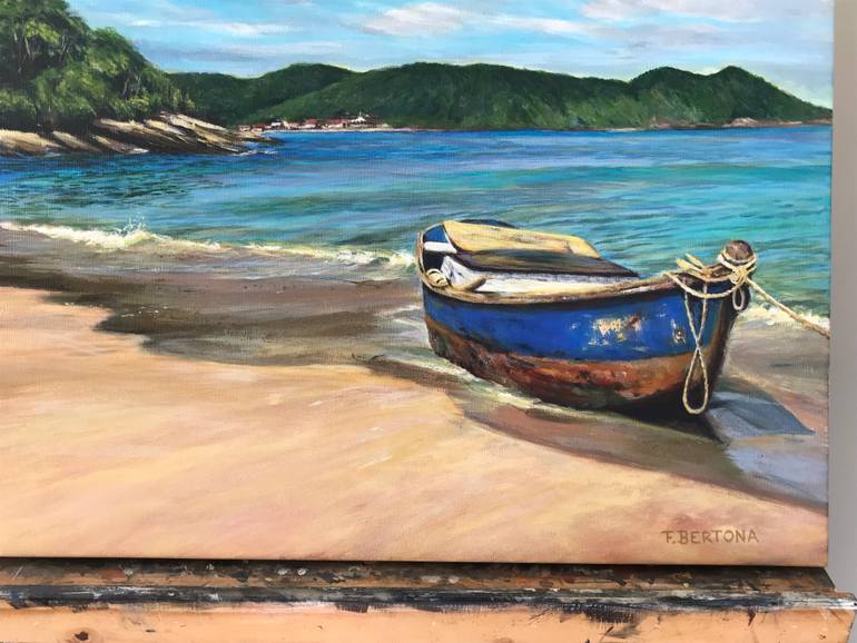 Original Figurative Beach Painting by Ricardo Fabian Bertona