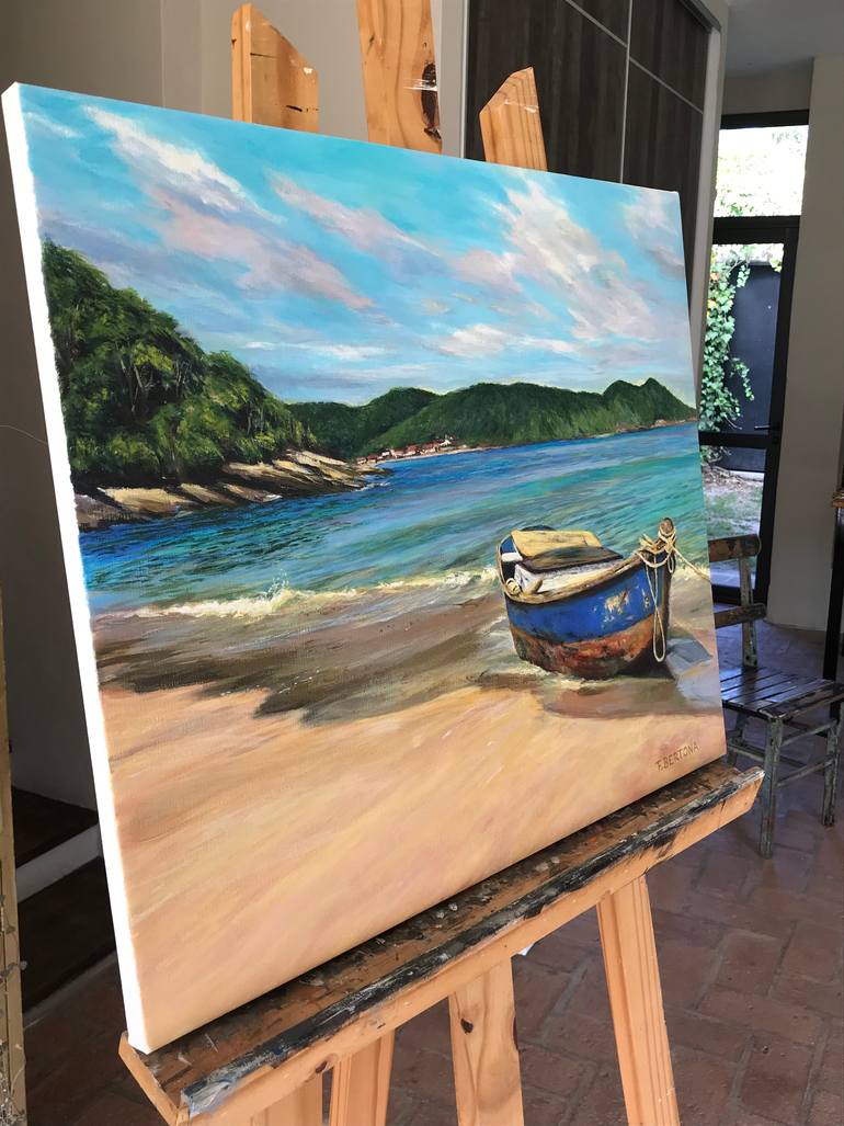Original Figurative Beach Painting by Ricardo Fabian Bertona