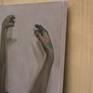 This artwork shows the situation in my studio after a very hard work - my dirty hands kept in special position;I hope that viewers can find their own interpretation of this painting;I used photography to it and used ,as usual oil paints