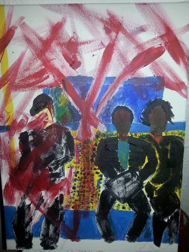 Original Expressionism People Painting by C c