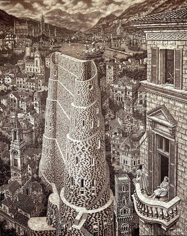 Original Classicism Architecture Paintings by Maks Belinsky