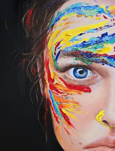 Original Photorealism Women Painting by Nersel Muehlen