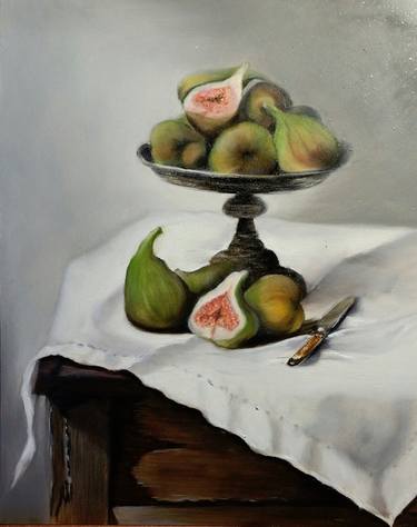 Green Figs, Still Life Oil Painting thumb