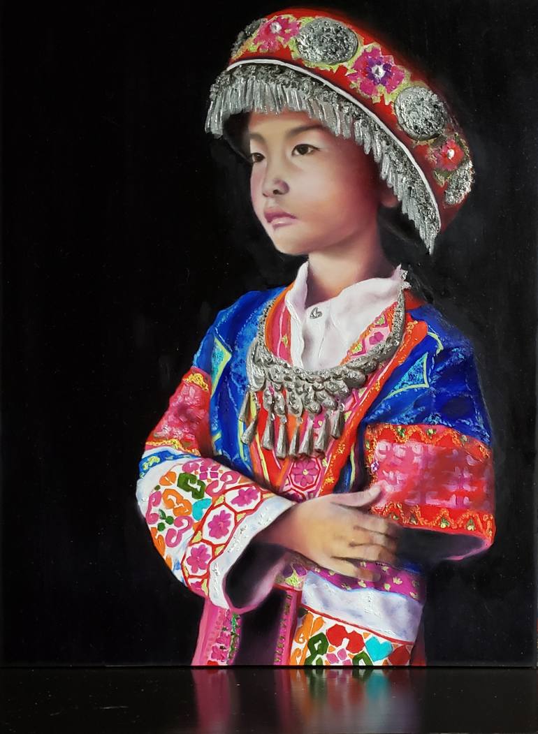 Original Photorealism Children Painting by Nersel Muehlen