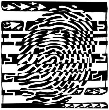 Saatchi Art Artist Yonatan Frimer; Drawings, “Fingerprint Scanner Maze” #art