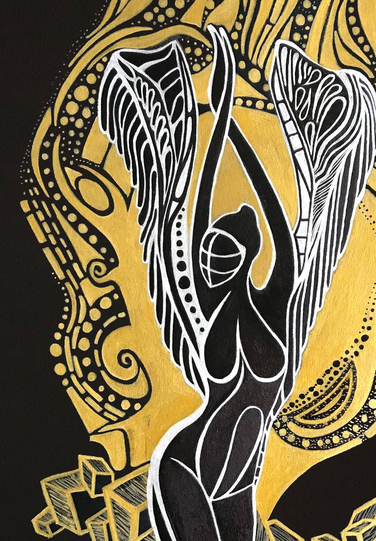 Original Art Deco Religion Drawing by Elínrós Díanadóttir