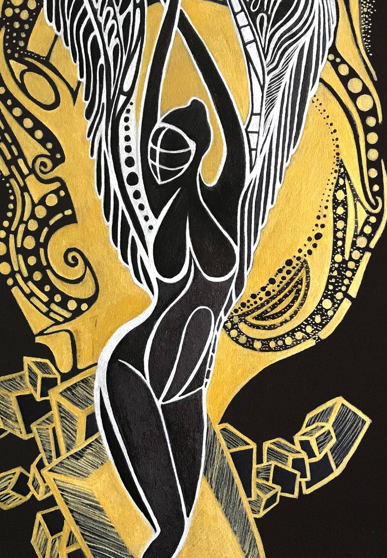 Original Art Deco Religion Drawing by Elínrós Díanadóttir