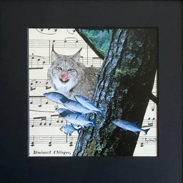 Original Surrealism Animal Collage by Myriam O