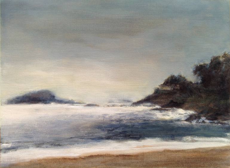 Original Impressionism Beach Painting by Myriam O