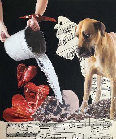 Original Pop Art Dogs Collage by Myriam O