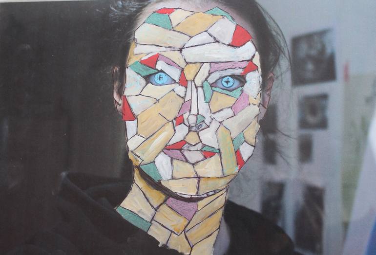 Original Expressionism Portrait Drawing by Mijke Anink-Kluwer