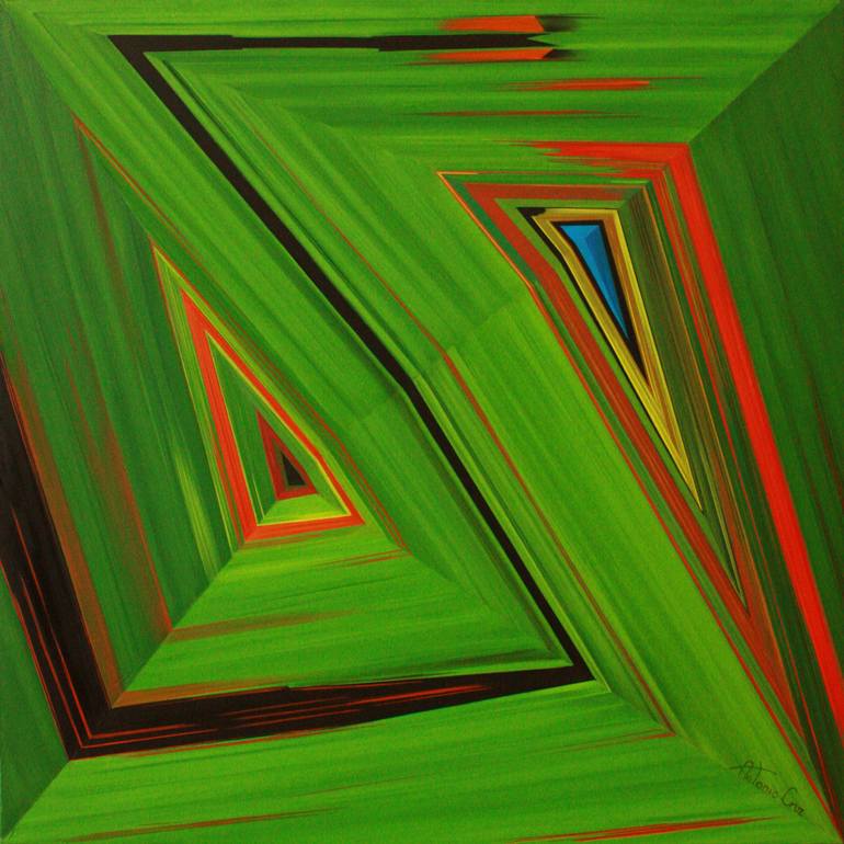 Original Abstract Geometric Painting by Antonio Cruz